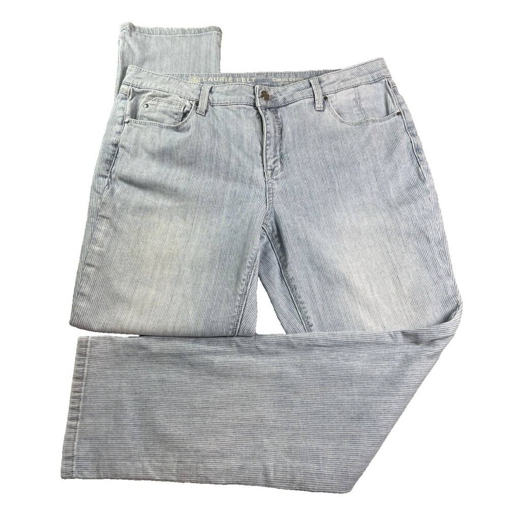 Laurie Felt womens light wash pinstriped jeans 'classic denim Boyfriend' sz 10